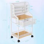 Rolling Craft Cart with Drawer, White Small Utility Art Cart, Metal Storage Cart with Lockable Wheels, 6 Tiers Paint Organizer for Art Supplies, Store for Brushes Paints Artifacts Small Parts