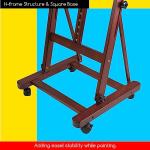 MEEDEN Large Studio Artist Easel, Holds Max Canvas 48", Solid Beech Wood H-Frame Easel with Large Storage Tray, Adjustable Art Painting Easel Stand with Wheels for Beginners & Artists, Deep Walnut