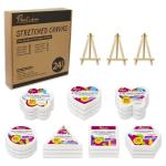 24Pack Stretched Canvas for Painting, 100% Cotton Art Canvases with Easel for Painting, 5/8 Inch Profile 8 Ounce Acid-Free Painting Canvas Supplies for Acrylics,Oils & Other Painting Media - 10cm