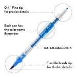 ARTEZA Dual Tip Brush Markers – Set of 48 Pens with Fine and Brush Tips, Water-Based Ink for Coloring, Sketching, Lettering & Journaling