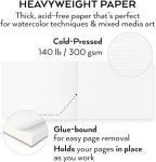 ARTEZA Watercolor Paper, 32 Sheets Each, 9x12 Inch Water Color Paper, 140lb/300gsm, Cold Press, Acid Free Art Paper
