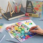 ARTEZA Dual Tip Brush Markers – Set of 48 Pens with Fine and Brush Tips, Water-Based Ink for Coloring, Sketching, Lettering & Journaling
