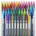 ARTEZA Dual Tip Brush Markers – Set of 48 Pens with Fine and Brush Tips, Water-Based Ink for Coloring, Sketching, Lettering & Journaling