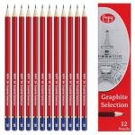 Pepy Graphite Professional Drawing Pencils - Set of 12 2H Pre-Sharpened Black Lead Pencils; Perfect for Drawing, Sketching and Shading, Graphic and Fine Art