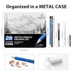 ROCOD Sketch Pencils for Kids and Adults Drawing, 26-Piece Profession Sketching Pencils, Drawing Pencil for Artists Beginner Sketching, Art Graphite Pencil 6B to 4H