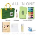 HIMI Gouache Paint Set, 80 Pcs Professional Art Supplies Set with 72 Paints, 3 Brushes, Palette, Drawing Knife, Gouache Pad, Foldable Buaket,Go Pack, Great Kit for Artist, Beginner, and Adults