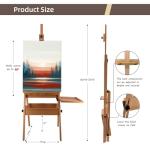 Stuelloaf Large Solid Beech Wood Painting Easel with Storage Drawer and Palette (60"~75" H), H-Frame Foldable Wooden Easel Stand with Signature Box for Adults and Students, Holder up to 36''