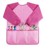 Kopokita Kids Art Smock, Kids Painting Apron, Waterproof Children Artist Smock with Long Sleeve with 3 Pockets for Toddlers Age 2-6 (Pink)