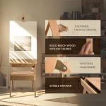 Stuelloaf Large Solid Beech Wood Painting Easel with Storage Drawer and Palette (60"~75" H), H-Frame Foldable Wooden Easel Stand with Signature Box for Adults and Students, Holder up to 36''