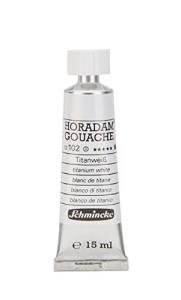 Schmincke - HORADAMĀ® Gouache, titanium white 102, 15 ml finest gouache color, highest concentration of pigments, luminosity and depth of color