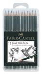 Faber-Castell 9000 Graphite Pencils Art Set In Slimflexi Case (8B-2H, 12pcs)