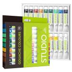 PHOENIX Gouache Paint Tubes - 18x12ml / 0.4 Fl Oz Non-toxic Gouache Painting Supplies Art Paints Set for Adults, Beginners, Students