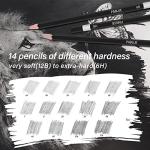 PABLUE Professional Triangular Drawing Sketching Pencil Set,6H,4H,2H,H,HB,F,B,2B,3B,4B,6B,8B,10B,12B Graphite Shading Pencils for Beginners,ProArtists,Drawing,Drafting,Sketching,Shading(14 Pcs)