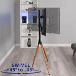 VIVO Artistic Easel 45 to 65 inch LED LCD Screen, Studio TV Display Stand, Adjustable TV Mount with Swivel and Tripod Base, Black Bracket, Dark Walnut Legs, STAND-TV65A