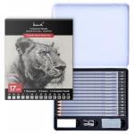 Brusarth Professional Sketch Pencils for Drawing Set - Graphite Pencils (4H-10B), Graphite Sticks, Erasers and Sharpener, Art Pencils for Sketching- Ideal for Artists and Beginners,17Pcs