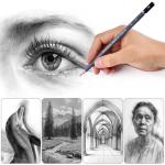 Brusarth Professional Sketch Pencils for Drawing Set - Graphite Pencils (4H-10B), Graphite Sticks, Erasers and Sharpener, Art Pencils for Sketching- Ideal for Artists and Beginners,17Pcs