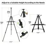 Newzealkids Artist Easel Stand Painting Stand Art Easel, 20" to 61" Art Easel for Painting Canvase & Displaying, Aluminum Adjustable Height Display Tripod with Portable Bag/Folding Keg/Apron.(Black)
