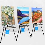 Newzealkids Artist Easel Stand Painting Stand Art Easel, 20" to 61" Art Easel for Painting Canvase & Displaying, Aluminum Adjustable Height Display Tripod with Portable Bag/Folding Keg/Apron.(Black)