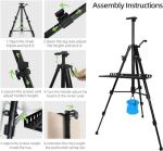 Newzealkids Artist Easel Stand Painting Stand Art Easel, 20" to 61" Art Easel for Painting Canvase & Displaying, Aluminum Adjustable Height Display Tripod with Portable Bag/Folding Keg/Apron.(Black)