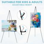 JEAWIWI Easel Stand 65 Inches 3 Pcs, Lightweight Adjustable Art Easel for Display, Wedding Sign, Poster, Black Metal Easel with Portable Bags