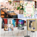 JEAWIWI Easel Stand 65 Inches 3 Pcs, Lightweight Adjustable Art Easel for Display, Wedding Sign, Poster, Black Metal Easel with Portable Bags
