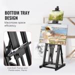 VEVOR Studio H-Frame Easel, Holds Canvas Art up to 77", Beechwood Artists Easel for Painting with Bottom Tray, Double Canvas Position, 22 lbs Load Capacity Studio Easel, Adjustable Art Painting Easel