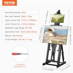 VEVOR Studio H-Frame Easel, Holds Canvas Art up to 77", Beechwood Artists Easel for Painting with Bottom Tray, Double Canvas Position, 22 lbs Load Capacity Studio Easel, Adjustable Art Painting Easel