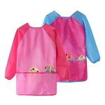 GODR7OY Kids Art Smocks, Painting Apron Artist Smock with Sleeve and 3 Pockets 2 Pack Black/White Set (pink 10-14years)