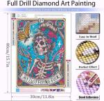 Meothan Skull Diamond Art Kits for Adults-Skull Last Flying Diamond Painting Kits for Adults Beginners, 5D DIY Full Drill Round Rhinestone Gem Art Crafts Paintings for Home Wall Decor 12"x16"