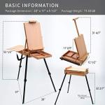 Falling in Art Light Weight French Style Field and Sketchebox Easel with Aluminum Tripod, Adjustable Beechwood Tripod Standing Easel with Drawer, Palette