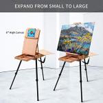 Falling in Art Light Weight French Style Field and Sketchebox Easel with Aluminum Tripod, Adjustable Beechwood Tripod Standing Easel with Drawer, Palette