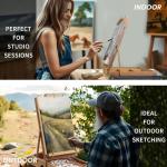 Falling in Art Light Weight French Style Field and Sketchebox Easel with Aluminum Tripod, Adjustable Beechwood Tripod Standing Easel with Drawer, Palette