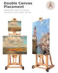 DJAR Large H-Frame Easel, Versatile Adjustable Beech Wood Studio Easel for Painting, Movable and Tilting Flat Heavy-Duty Floor Easel Stand for Artist, Hold 1 or 2 Canvases up to 78", Natural
