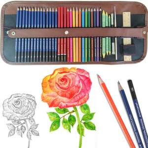 Drawing Pencils Sketching Kit, Graphite, Charcoal, Colored Pencils for Adult Artists Beginners, Ideal Gift for Drawing Sketching Shading, Watercolors Pencil Set for Family