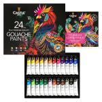 Castle Art Supplies 24 Piece Gouache Tube Set | New Improved Formula | 24 X 12ML Brilliant, Opaque, Water-Based Colors | Versatile, Easy to Use for Adult Artists, Beginners, Professionals (New Improved Formula)
