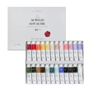 SUI Gouache Acrylic Gouache Paint Set | 24-Color Professional Set (20ml Tubes) | Acrylic Paint with Satin Finish, Professional Painting Kit