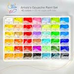 Art Whale Gouache Paint Set 42 Colors in Cups With Lids (each 50ml/1.7oz)|Intense Pigments, Refillable, Pro-Quality