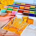 Art Whale Gouache Paint Set 42 Colors in Cups With Lids (each 50ml/1.7oz)|Intense Pigments, Refillable, Pro-Quality