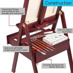 MEEDEN Studio H-Frame Easel with Art Supply Storage Drawer - Adjustable (60"~75") Wood Easel Stand for Artists, Adults and Students, Holds Canvas Art up to 35" - Deep Walnut