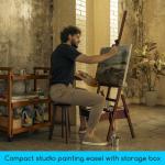 MEEDEN Studio H-Frame Easel with Art Supply Storage Drawer - Adjustable (60"~75") Wood Easel Stand for Artists, Adults and Students, Holds Canvas Art up to 35" - Deep Walnut