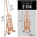 U.S. Art Supply Master Multi-Function Studio Artist Wooden Floor Easel - Large Heavy Duty Adjustable H-Frame, Tilts Flat, Mast Adjusts to 97" High - Beechwood Painting Canvas Holder Stand with Wheels