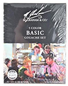M. Graham 1/2-Ounce Tube 5 Color Gouache Paint Primary Set