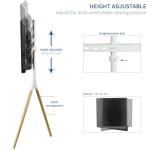 VIVO Artistic Easel 45 to 65 inch LED LCD Screen, Studio TV Display Stand, Adjustable TV Mount with Swivel and Tripod Base, White Bracket, Light Wood Legs, STAND-TV65AW