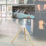 VIVO Artistic Easel 45 to 65 inch LED LCD Screen, Studio TV Display Stand, Adjustable TV Mount with Swivel and Tripod Base, White Bracket, Light Wood Legs, STAND-TV65AW