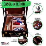 U.S. Art Supply Large Black Cherry French Easel, Adjustable Plein Air Easels, Beechwood Sketchbox Tripod for Field & Studio Painting Easel for Adults, Drawing, Display - Portable with Drawer & Palette
