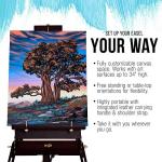 U.S. Art Supply Large Black Cherry French Easel, Adjustable Plein Air Easels, Beechwood Sketchbox Tripod for Field & Studio Painting Easel for Adults, Drawing, Display - Portable with Drawer & Palette
