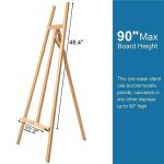 Somime A - Frame Wooden Display Easel - Adjustable Lyre Beechwood Studio Easel Stand Holding Canvas Up to 90", Inclinable Artist Floor Painting Easel for Artwork Painting, Natural