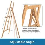Somime A - Frame Wooden Display Easel - Adjustable Lyre Beechwood Studio Easel Stand Holding Canvas Up to 90", Inclinable Artist Floor Painting Easel for Artwork Painting, Natural