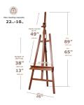 DJAR Large Studio Art Easel for Painting, Adjustable Solid Beech Wood Artist Easel with Storage Tray, Adults, Beginners, Hold Canvas up to 49", Walnut