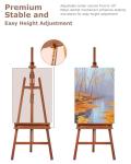 DJAR Large Studio Art Easel for Painting, Adjustable Solid Beech Wood Artist Easel with Storage Tray, Adults, Beginners, Hold Canvas up to 49", Walnut